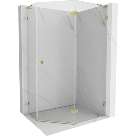 Mexen Lunar L cabine de douche pentagonale pivotante droite 100 x 80 cm, transparent, dorée - 831L-100P-080L-50-00-P (1/5)