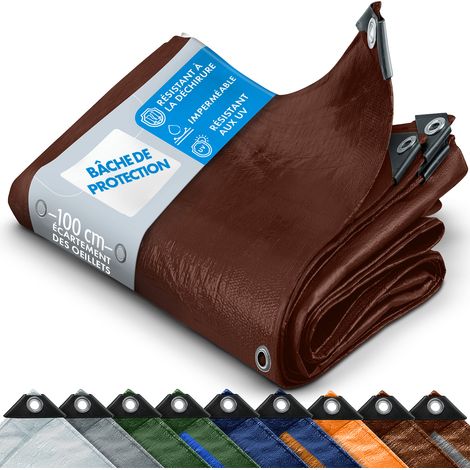Toile multiusage avec Oeillets imperméable 140 g/m² Marron 2 x 3 m (1/5)