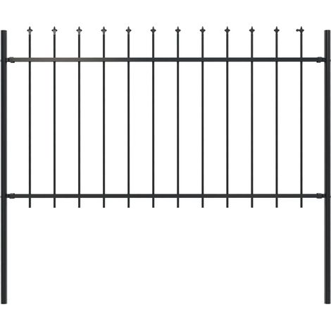 Valla de jardín con punta de lanza de acero 181x100 cm negra vidaXL
