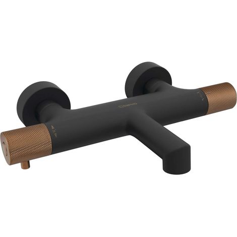 Sapho Solaris - Miscelatore termostatico per vasca da bagno, nero opaco/rame WD010PG (1/5)