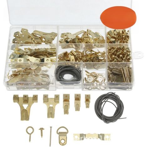 Kit Accroche-Images - 372 Pièces - Crochets Métalliques pour Plâtre et Bois - Pour Cadres Photos Miroirs Toiles - Sans Perçage - 34 kg (1/5)
