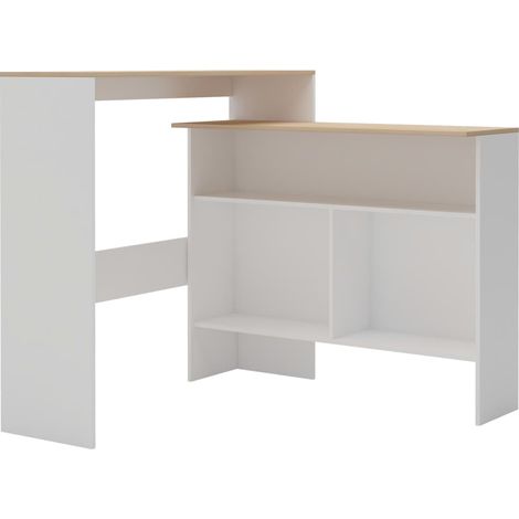 Maison Exclusive - Tavolo Bar con 2 Piani d'Appoggio Bianco e Rovere 130x40x120cm