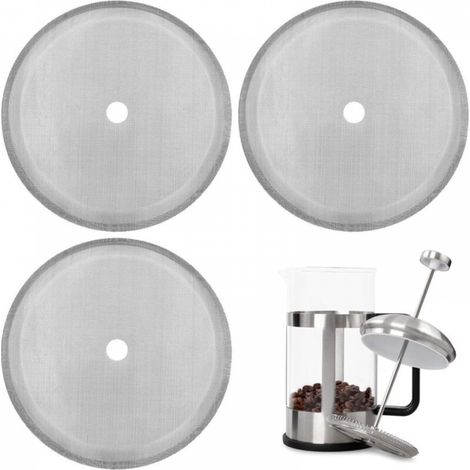 Paquet de 3 filtres à tamis de rechange pour presse française, filtres à mailles réutilisables en acier inoxydable pour cafetières à pression françaises universs de 1000 ml / 34 oz / 8 tasses (1/5)