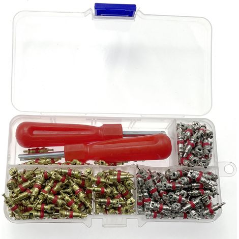 Boîte de 242 pièces pour noyaux de valve de climatisation automobile, kit d'outils de réparation de réfrigération R12 R134a (1/4" 5/16")