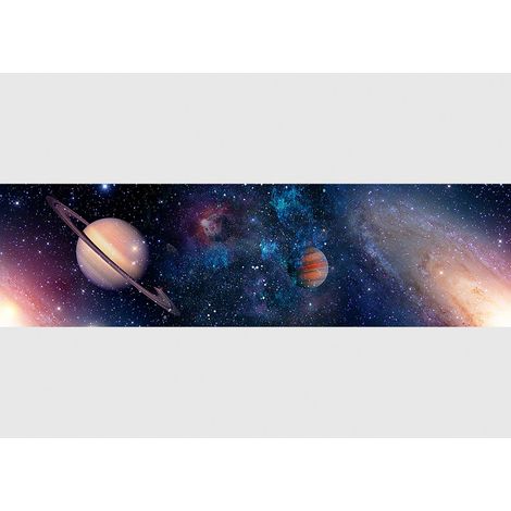 Frise murale auto-collante Espace planètes 14cm x 500cm – Impression numérique vinyle – Motif multicolore pour chambre enfant – Ag Art (1/5)