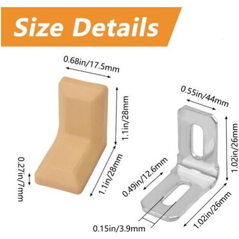Lot de 20 équerres d'angle en forme de L en acier galvanisé avec couvercle en plastique ABS beige pour armoire, étagère