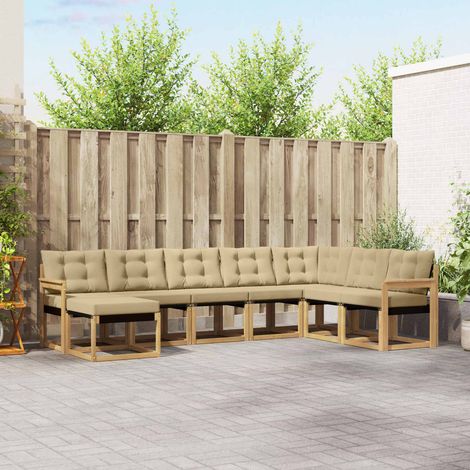 vidaXL Outdoor-Sofagarnitur 8 pcs Weiß und Beige (1/5)