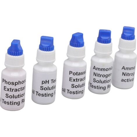 Kit de Test de Sol Complet pour Analyse NPK et pH Mesure d'Azote, Phosphore et Potassium en Temps Réel Inclus 5 Solutions Liquides, Tube et Accessoires pour Jardinage, Agriculture