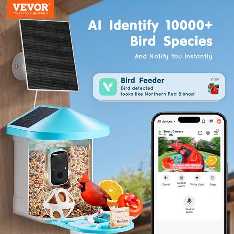 Caméra 2K HD mangeoire oiseaux intelligente 2 L, observation extérieure pour amoureux des oiseaux (1/5)