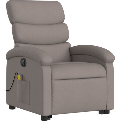 Poltrona relax con funzione massaggio e reclinabile in tessuto tortora DEC027867