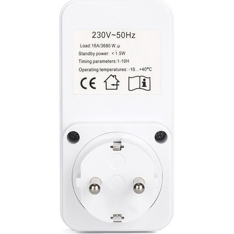 Zeitschaltuhr mit intelligenter Verzögerung, Energiesparprogramm 1–10 Stunden, Netzschalter, 230-V-Steuerstecker (1/4)