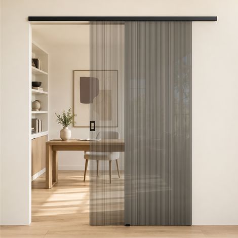 Mai & Mai Porte Coulissante Noir Mat 90cm en Verre Sécurité ESG 8mm Poignée en Alliage d'aluminium Antioxydante avec Système Softclose Muranino001