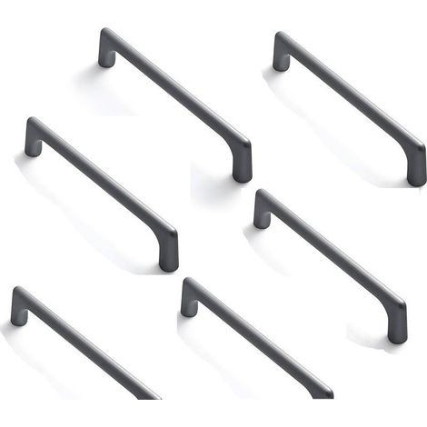 6 Stück Möbelgriffe, Küchenschrankgriffe, Schrankgriffe, 128 mm, Grau, Dunkle Küchenschrankgriffe, Moderne Zinklegierung mit Schrauben, Praktisch und komfortabel (1/5)