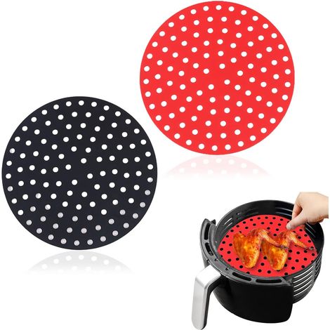 Fryer Air Fryer Round Round Silicone Reusable Reusable 2 pièces (noir + rouge) (1/5)