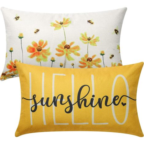 Lot de 2 Housse de Coussin Décoratif Canapé Taie d'oreiller Motif Floral Housses de Coussin Lombaires Oblongues Décoratives Lin Coton Canapé Housses de Coussin, 30 x 50 cm (1/5)