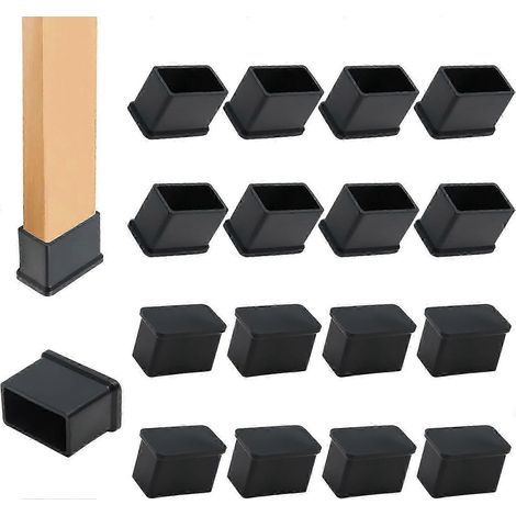 24 embouts rectangulaires en caoutchouc PVC pour pieds de chaise, 30 mm x 15 mm pour pieds de table, pour meubles noirs. (1/5)
