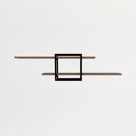 Concept-Usine – Étagère murale 120x30x18 cm – 2 rangements en panneaux mélaminés – Finitions bois de pin et noir – Montage facile (1/5)
