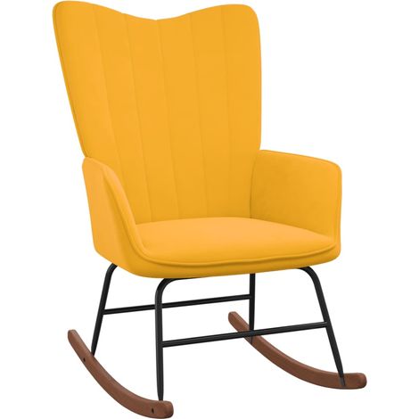 Chaise à bascule, Rocking chair design contemporain, Fauteuil à bascule Jaune moutarde Velours BGT94525 (1/5)