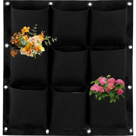 Bolsas de cultivo verticales con 9 bolsillos, macetas de fieltro grueso para balcón, jardín, patio, oficina y decoración del hogar (1 unidad).