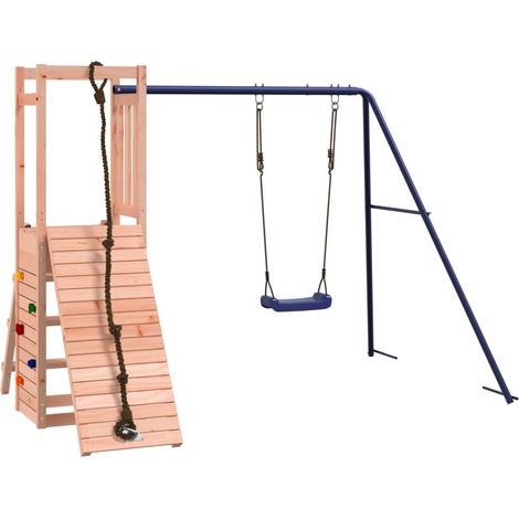 Parque infantil para exteriores, columpios, tobogán, columpios robustos, juegos de jardín, 232 x 184 x 169 cm, madera maciza de abeto Douglas (1/5)
