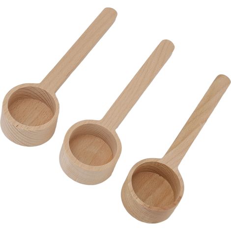 Lot de 3 cuillères doseuses en bois, mesure précise, cuillères à café en bois brut non peintes, pour la fabrication de masques et de thé. (1/5)