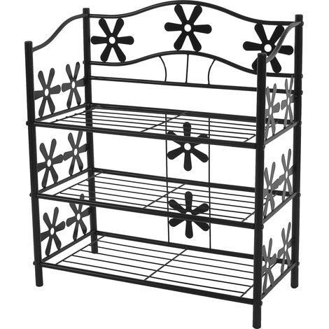 Scaffale multiuso giardino scarpiera portaoggetti metallo robusto decorativo 3 ripiani