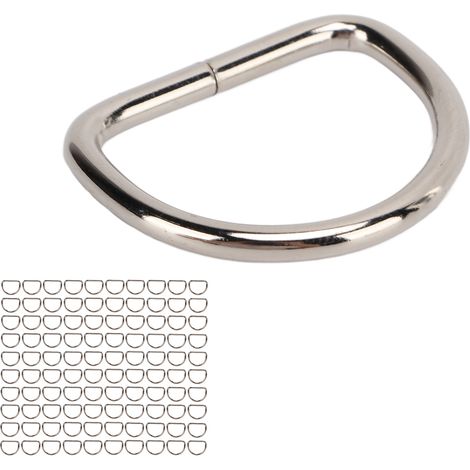 Lot de 100 anneaux en D métalliques robustes pour collier de chien, clips en forme de D pour sangle de poitrine de bagage pour animaux de compagnie, 3,5 x 25 x 20 mm / 0,14 x 0,1 x 0,8 po (1/5)