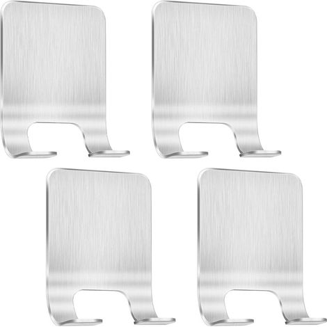 Set di 4 porta rasoi adesivi, non è necessaria la foratura – Acciaio inossidabile color argento – Per bagno, cucina e porta