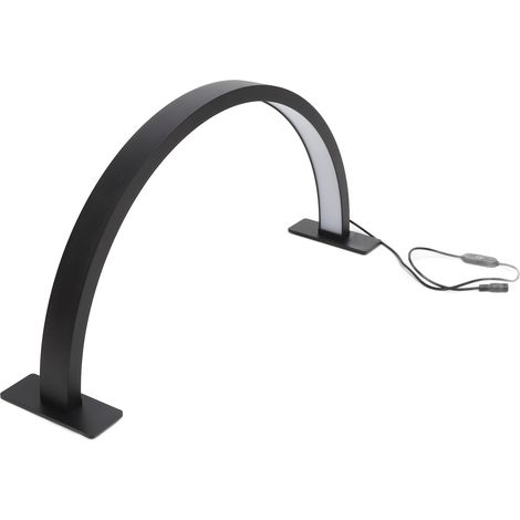 Lampe Bureau Demi-Lune 25W Noire, 3000K-6000K, 3 Modes Lumière Réglable, Anneau Anti-Ombres Sans Éclat Protecteur des Yeux, 100-240V, Taille S (1/5)