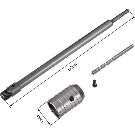 Fresa A Tazza 45 Mm Asta Prolunga 50 Cm Per Trapano Attacco Sds Plus
