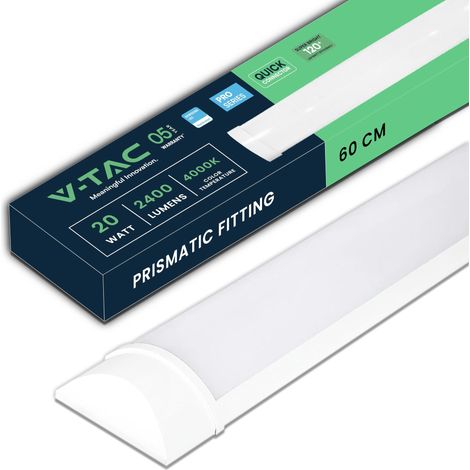 Réglette LED Linéaire 60 cm - 20W - Chip - Luminosité - Plafonnier Lampe Rectangulaire 2400 Lumen IP20 pour Plafond, Garage, Magasin - Tube Led - Lumière 4000K Blanc Neutre (1/5)