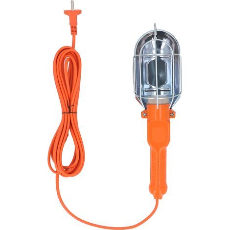 Capot de lampe de travail portatif E27, Base enfichable, abat-jour de projecteur pliable avec interrupteur à crochet, câble de 5m pour ateliers, garages, bâtiments EU (1/5)