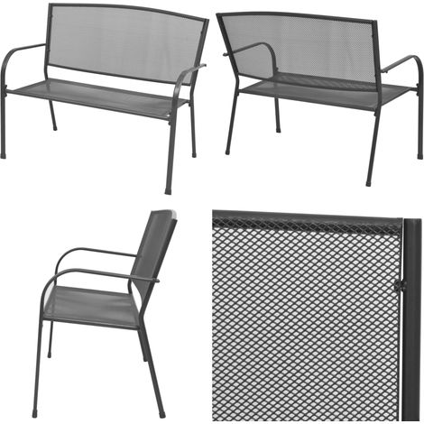 Gartenbank 108 cm Stahl und Drahtgitter Anthrazit - Metallbank - Gartenbank - Outdoor Möbel - Balkonmöbel - Industrielles Design - Home & Living