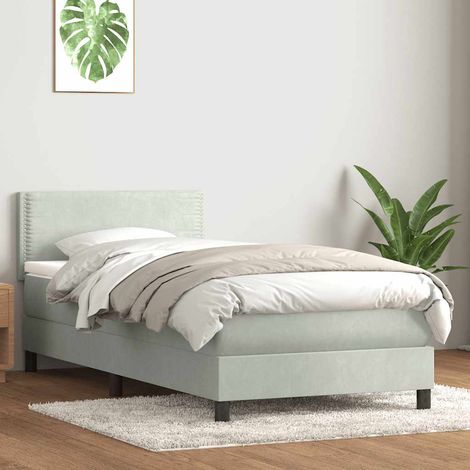 Boxspringbett mit Matratze Hellgrau 80x220 cm Samt