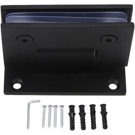 RHG Charnières de porte de douche en verre, charnières à 90° pour portes vitrées, charnières robustes en acier inoxydable pour portes murales et portes sans cadre, pièce de rechange, noir (1/5)