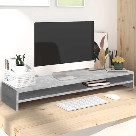 800337 vidaXL Monitor Stand Concrete Grey 100x24x13 cm Engineered Wood (1/5)