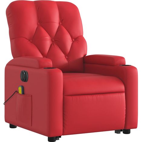Poltrona relax con funzione massaggio e funzione sollevamento elettrico reclinabile in PVC rosso DEC027857
