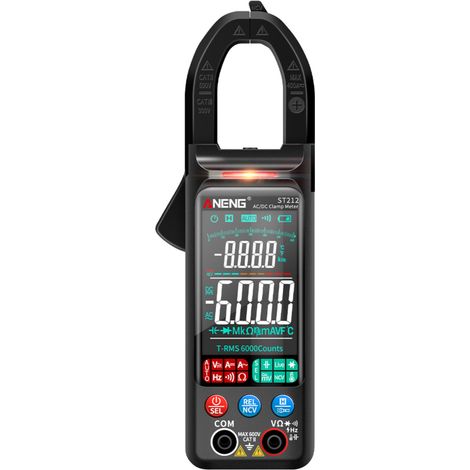 Multimetro digitale a pinza intelligente, 6000 conteggi, voltmetro CA e CC, amperometro da 400 A con display VA a colori, tester con selezione automatica della portata.