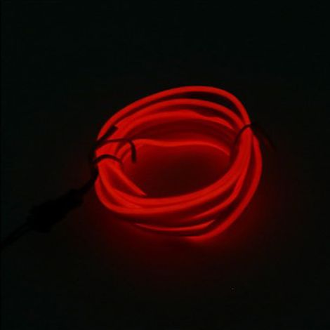 Ruban LED voiture lumineux 3m pliable EL pour décoration intérieur auto moto vélo rouge (1/2)