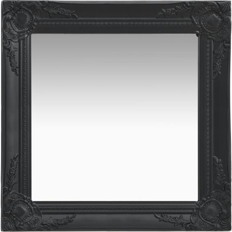 Espejo de pared cuadrado estilo barroco 50x50 cm Negro DEC022857