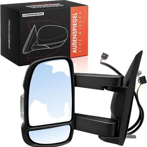 Miroir extérieur, plastique noir, gauche, 2 contacts de connexion, design convexe, compatible avec Opel et Fiat (1/5)