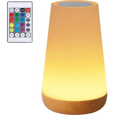 Lampe de Chevet, Veilleuse LED Lampe d'Ambiance Chambre Lampe Nuit Tactile avec 13 Couleurs, Rechargeable, Télécommande (1/5)