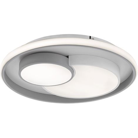 Plafoniera dimmerabile tramite interruttore soggiorno LED bianco grigio plafoniera, metallo plastica, 1x LED 34W 2250lm, PxH 50x8,5 cm, WOFI 11609 (1/5)