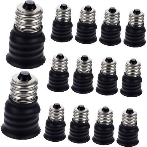 Adaptador de bombilla E12 a E14 de plástico negro, 15 piezas, compatible con bombillas estándar, para garajes y talleres (1/5)