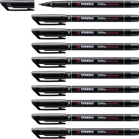Marqueur permanent - Lot x 10 marqueurs - Noir (encre permanente/pointe fine 0,7mm) (1/5)