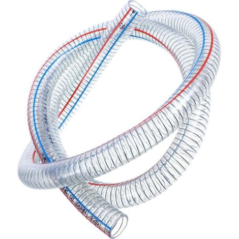 Tuyau souple spiralé en fil d'acier PVC transparent 4 mm – Longueur 1 m – Résistant à la pression pour huile, eau et air (1/5)