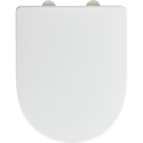 Abattant WC Exclusive N3 WENKO, Frein de chute, Clipsable pour entretien et installation facile, Duroplastique antibactérien, 36,5 x 45 cm, Blanc (1/6)