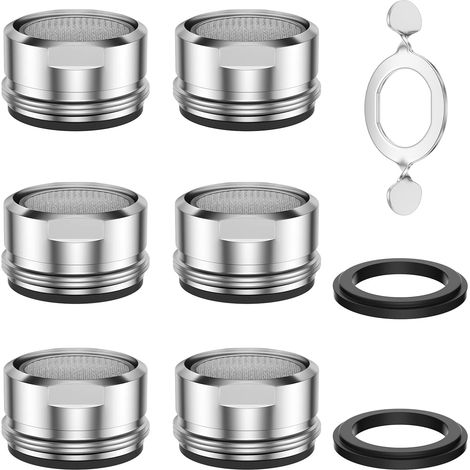 LaBlanc - mousseur robinet 6 pièces M24 filtres, mousseur robinet economiseur d'eau de cuisine et salle de bain, economiseur d'eau en acier inoxydable avec aérateurs en ABS + 8 joints et 1 clé chromée (1/5)
