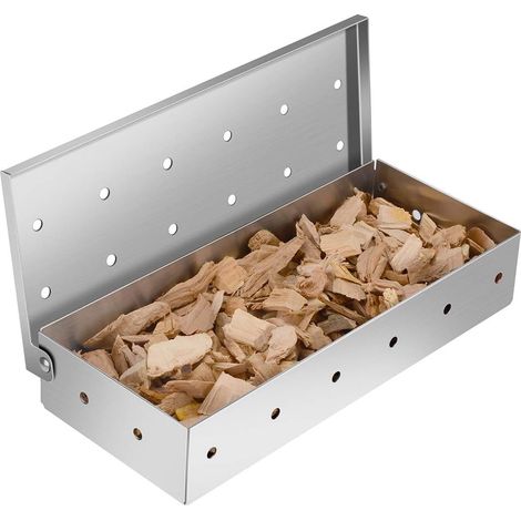 1 Boîte à fumoir,Acier inoxydable 430,Couvercle à charnière,Grande capacité,Barbecue gaz charbon électrique (1/5)
