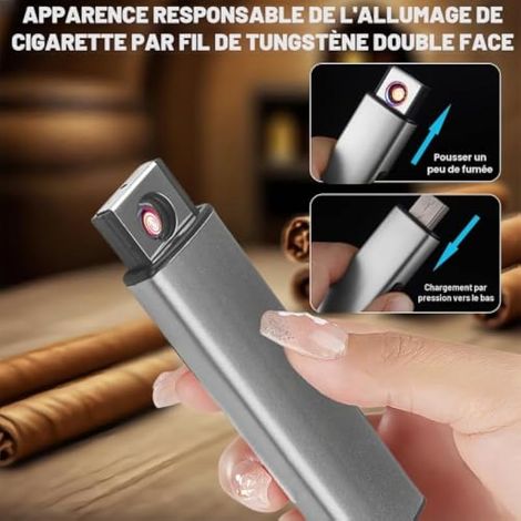 4 briquets électroniques USB arc électrique double face rechargeable pour cuisine, barbecue, camping (rouge + noir + bleu + argent) (1/3)